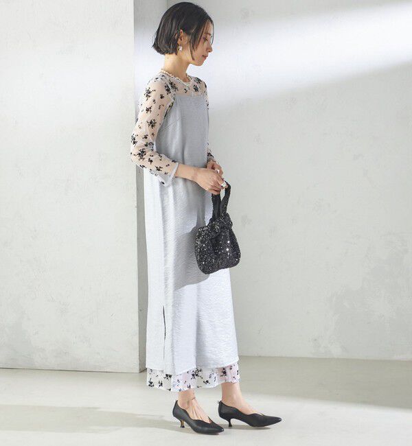 SHIPS for women「kaene:フロッキー レース &times; サテン 2WAY ワンピース（セレモニー対応可）」|ドレス|