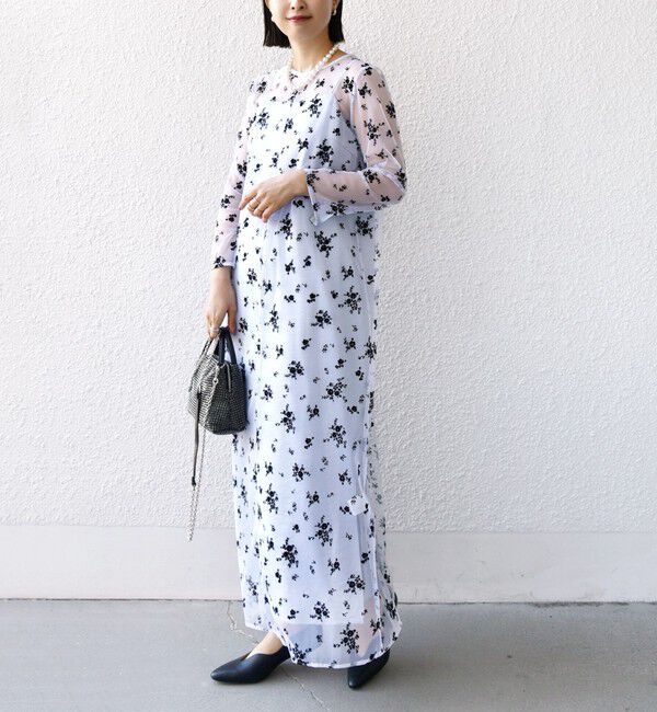 SHIPS for women「kaene:フロッキー レース &times; サテン 2WAY ワンピース（セレモニー対応可）」|ドレス|