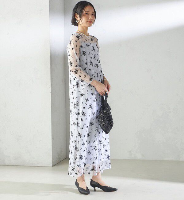 SHIPS for women「kaene:フロッキー レース &times; サテン 2WAY ワンピース（セレモニー対応可）」|ドレス|