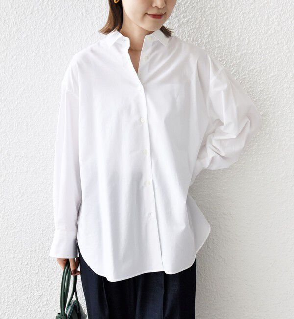 SHIPS for women「SHIPS Primary Navy Label:コットン タイプライター ビッグ シャツ」|シャツ・ブラウス|
