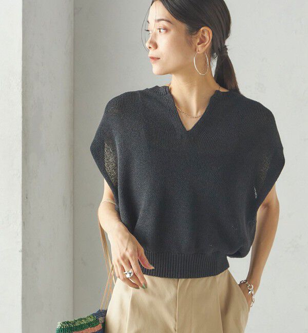 SHIPS for women「〈手洗い可能〉ポリエステル 麻 スキッパー プルオーバー」|プルオーバー|