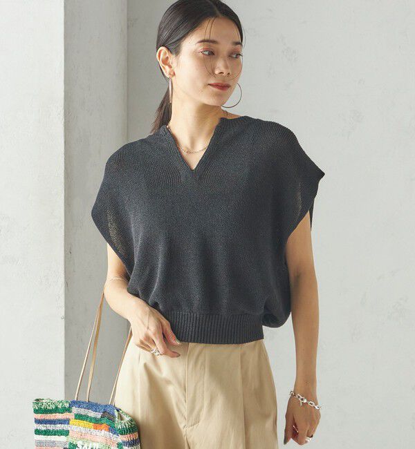 SHIPS for women「〈手洗い可能〉ポリエステル 麻 スキッパー プルオーバー」|プルオーバー|