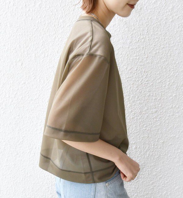 SHIPS for women「〈手洗い可能〉シアー トリコット ショート スリーブ プルオーバー」|Tシャツ・カットソー|