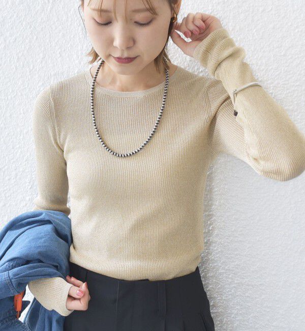 SHIPS for women「〈手洗い可能〉ラメ シアー リブ ニット プルオーバー」|ニット・セーター|