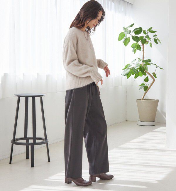 SHIPS for women「〈UVカット/防シワ加工〉梳毛調 ストレッチ ドロスト パンツ」|その他|