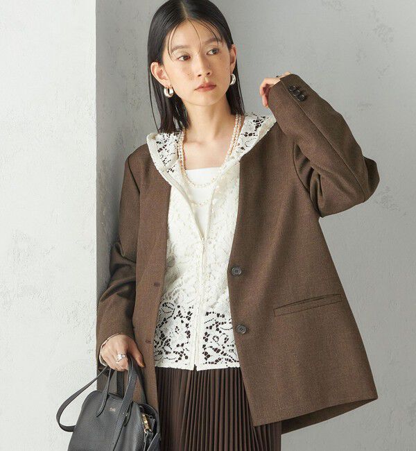 SHIPS for women「〈手洗い可能〉レース ジップアップ パーカ」|パーカー|