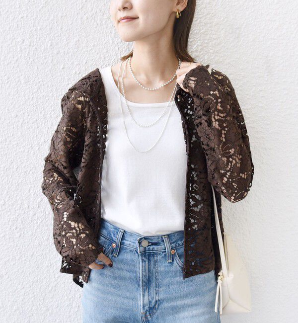 SHIPS for women「〈手洗い可能〉レース ジップアップ パーカ」|パーカー|