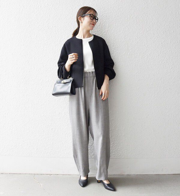 SHIPS any「《一部追加予約》〈洗濯機可能〉ダブルクロス ノーカラー ジップ ブルゾン［NAVY BLUE］」|ノーカラージャケット|