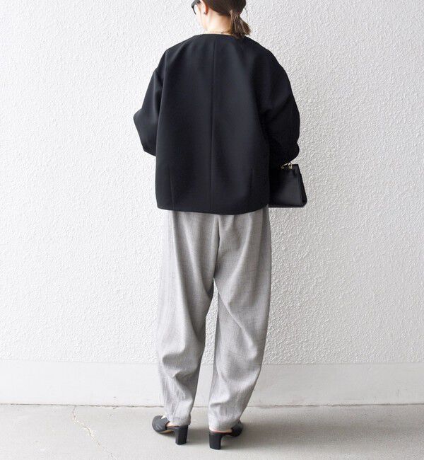 SHIPS any「《一部追加予約》〈洗濯機可能〉ダブルクロス ノーカラー ジップ ブルゾン［NAVY BLUE］」|ノーカラージャケット|