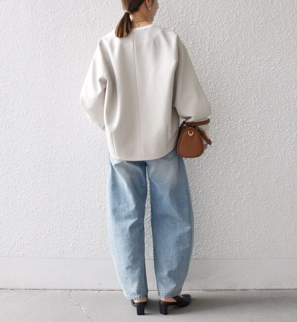 SHIPS any「《一部追加予約》〈洗濯機可能〉ダブルクロス ノーカラー ジップ ブルゾン［NAVY BLUE］」|ノーカラージャケット|