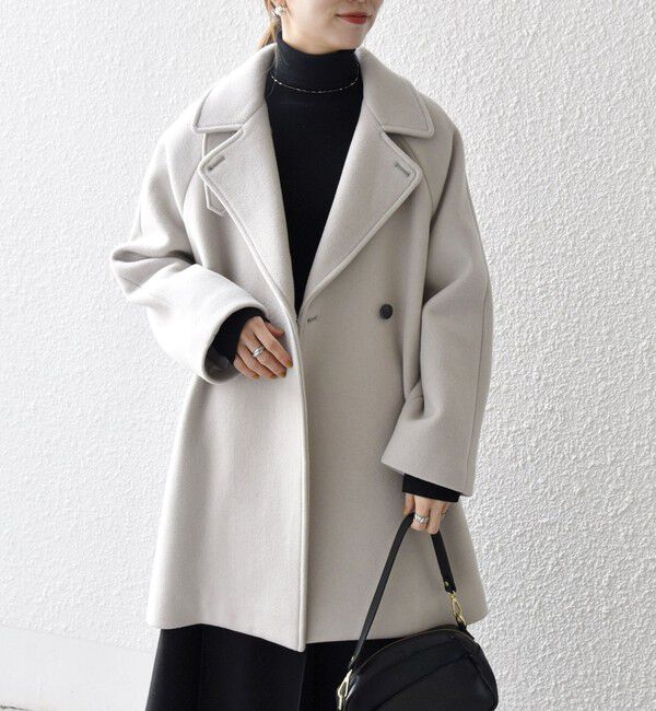 SHIPS any「《一部追加予約》【WEB限定】PURE WOOL スタンド & テーラード ハーフ コート」|その他|