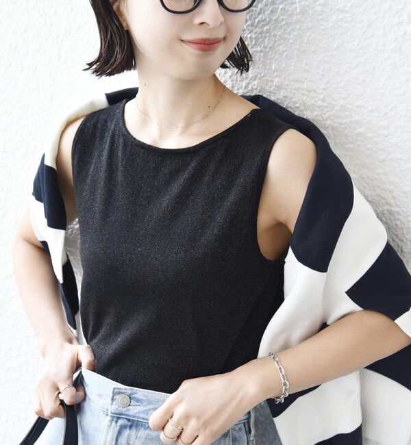 SHIPS for women「〈手洗い可能〉ラメ 2WAY ノースリーブ プルオーバー」|タンクトップ|