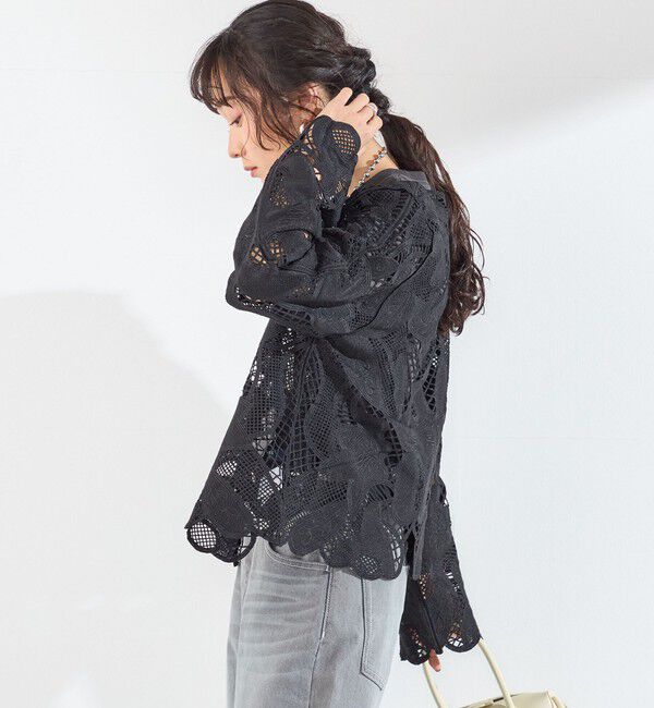 SHIPS Colors 「SHIPS Colors:〈手洗い可能〉スカラップ レース ノーカラー ジャケット」|その他|