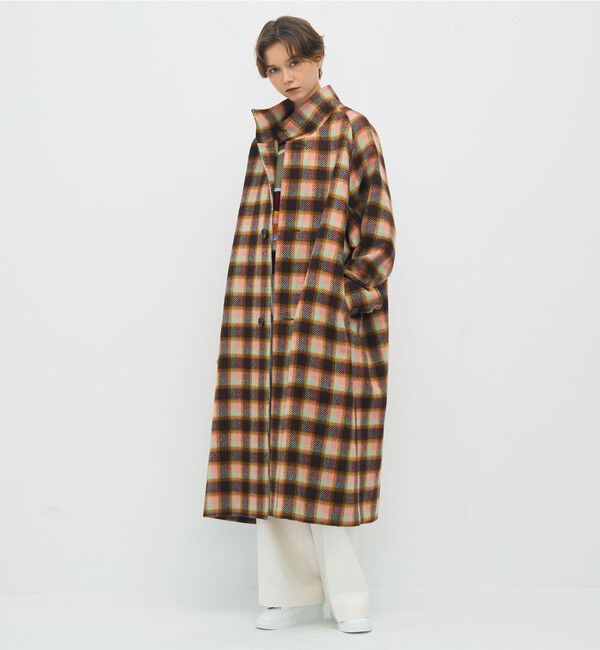 CABaN「CABaN モヘヤシャギーチェック スタンドカラーコート」|その他|