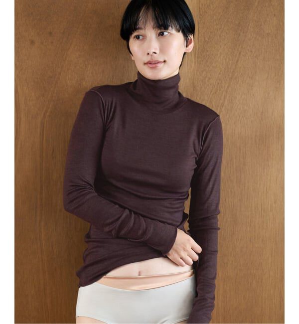 EMILYWEEK「Super120's ウールタートルプルオーバー」|Tシャツ・カットソー|ボルドー
