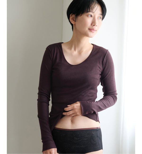 EMILYWEEK「Super120's 2WAYウールプルオーバー」|Tシャツ・カットソー|ボルドー