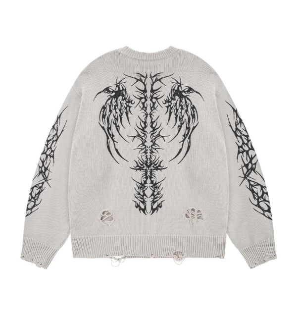 JOINT WORKS「SUPPLIER / サプライヤー Distressed Tribal Bones Knit」|ニット・セーター|グレーA