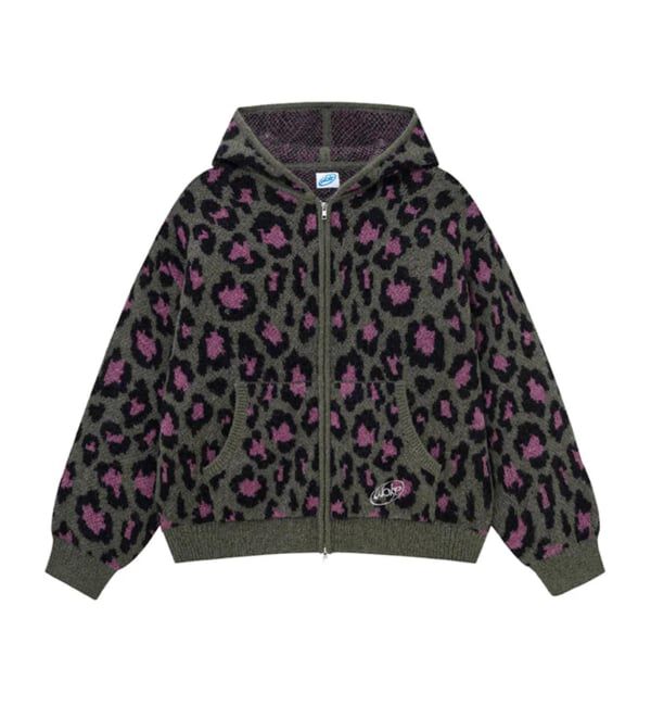 JOINT WORKS「WOKE EDGE / ウォークエッジ Leoparad Mohair Zip Knit」|パーカー|グリーン