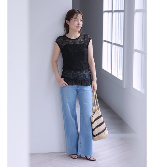  「【洗える】Mewl / ミュール レースフレンチタンク」|Tシャツ・カットソー|