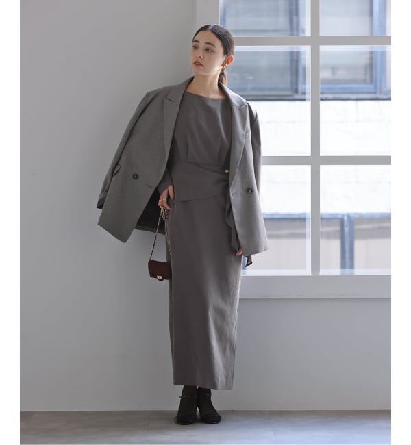  「【洗える】ウエストラッフルワンピース」|ワンピース|
