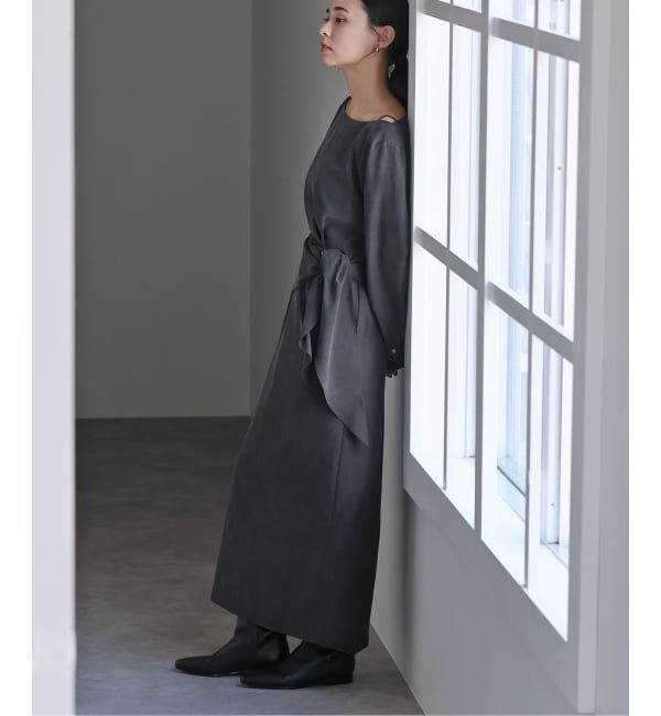  「【洗える】ウエストラッフルワンピース」|ワンピース|