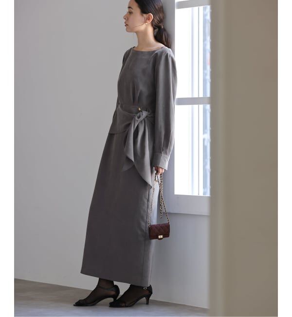  「【洗える】ウエストラッフルワンピース」|ワンピース|