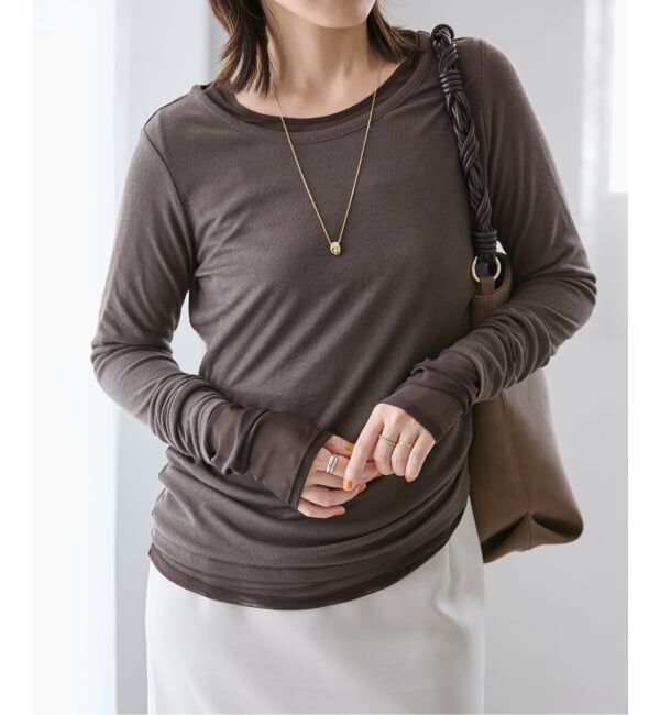  「【洗える】レイヤードカットソー」|Tシャツ・カットソー|グレー