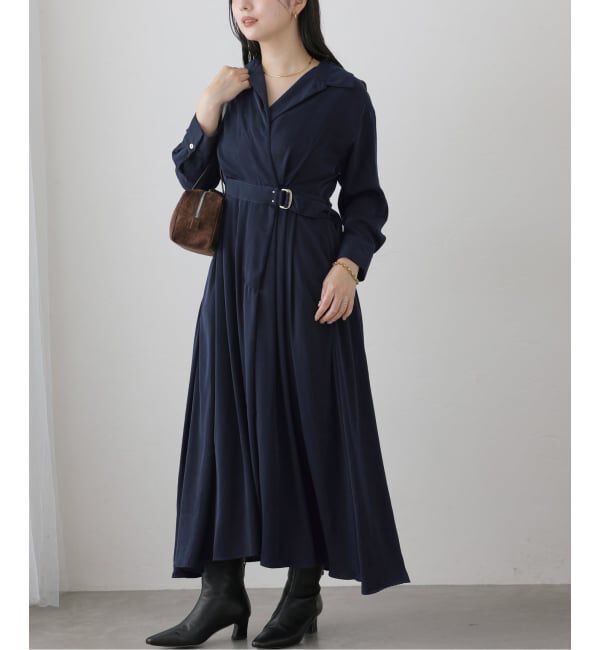 「【洗える】シャツカシュクールワンピース」|ワンピース|