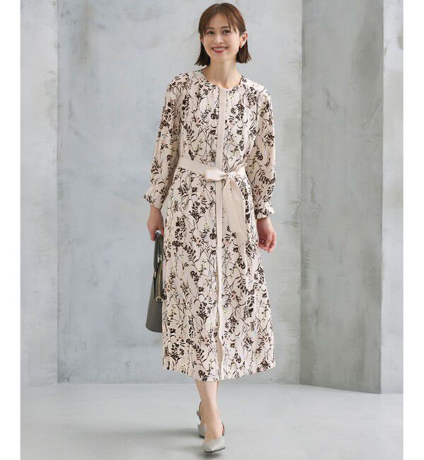 自由区「【WEB&一部店舗限定・新色追加・定番人気・着用動画あり】ハーバルフロープリント8分袖 ワンピース」|ワンピース|