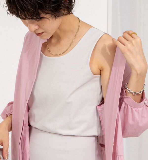 NOLLEY'S「《手洗い可能》サテン&times;ベア天2WAYタンクトップ」|タンクトップ|ライトグレー