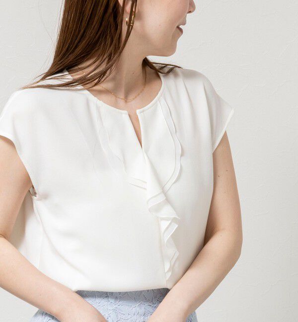 NOLLEY'S sophi「ウォッシャブルストレッチジョーゼットフロントラッフルブラウス」|シャツ・ブラウス|
