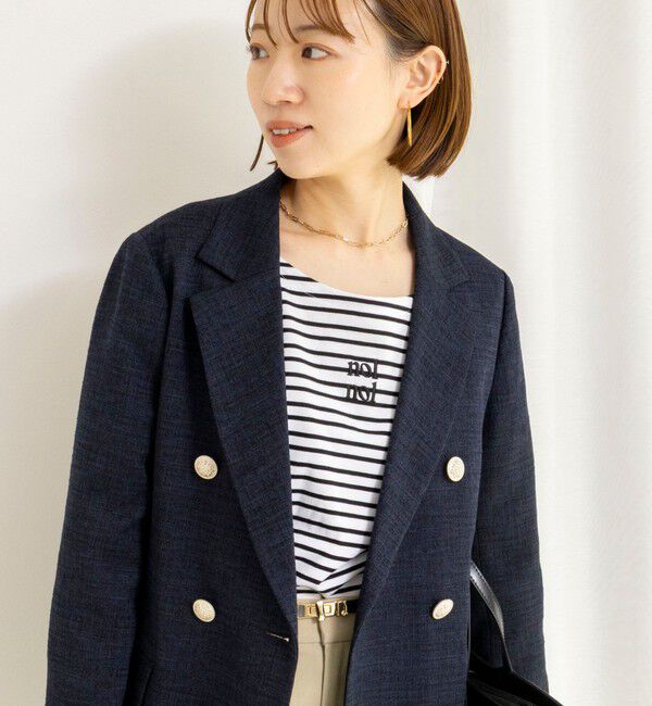 NOLLEY'S「【nolnol/ノルノル】ウォッシャブルシルケットボーダーショートT」|Tシャツ・カットソー|
