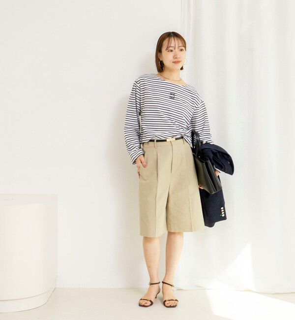 NOLLEY'S「【nolnol/ノルノル】ウォッシャブルシルケットボーダーショートT」|Tシャツ・カットソー|