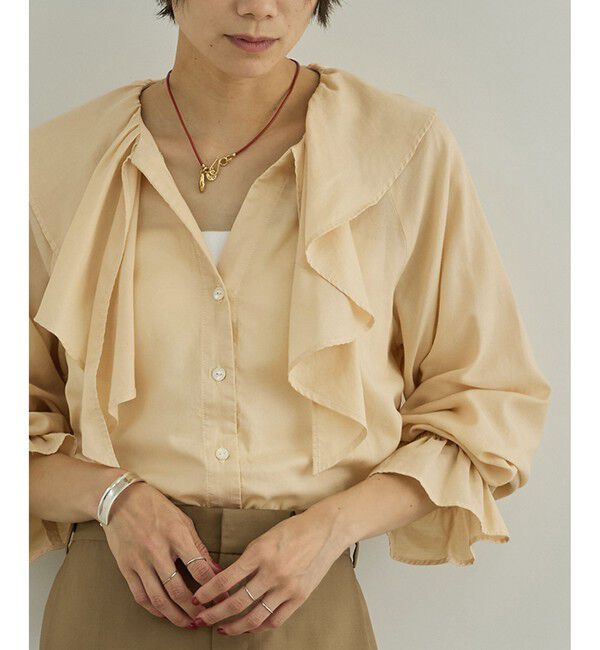 SALON adam et rope'「【WEB限定】ライトデニムフリルカラーシャツ」|シャツ・ブラウス|