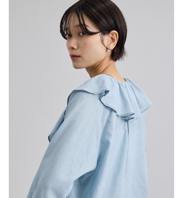 SALON adam et rope'「【WEB限定】ライトデニムフリルカラーシャツ」|シャツ・ブラウス|