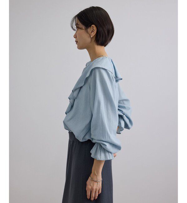 SALON adam et rope'「【WEB限定】ライトデニムフリルカラーシャツ」|シャツ・ブラウス|