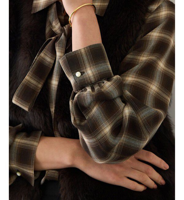 ROPE「【J'aDoRe・店舗限定サイズ】ボウタイ付きチェックシャツブラウス(取り外し可能 )」|シャツ・ブラウス|