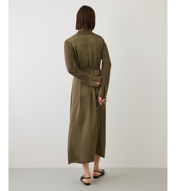 ROPE「【J'aDoRe・店舗限定サイズ】サテンコンビオープンカラーニットワンピース」|ワンピース|