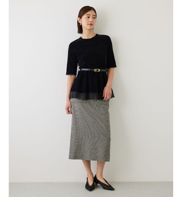 ROPE「【J'aDoRe・店舗限定サイズ】コットンモールパール釦ペプラムプルオーバー」|ニット・セーター|