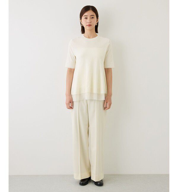 ROPE「【J'aDoRe・店舗限定サイズ】コットンモールパール釦ペプラムプルオーバー」|ニット・セーター|
