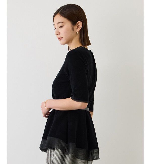 ROPE「【J'aDoRe・店舗限定サイズ】コットンモールパール釦ペプラムプルオーバー」|ニット・セーター|