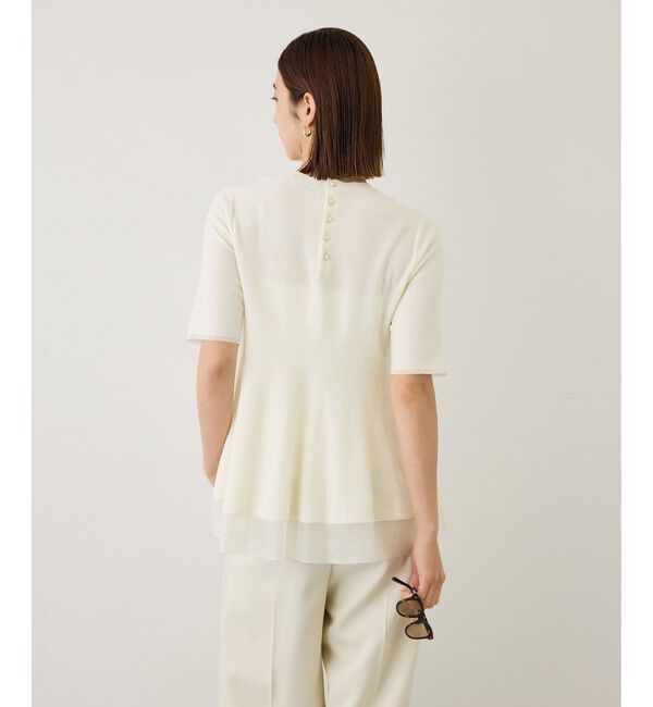 ROPE「【J'aDoRe・店舗限定サイズ】コットンモールパール釦ペプラムプルオーバー」|ニット・セーター|