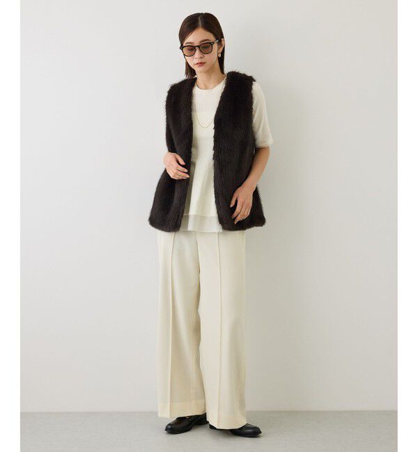 ROPE「【J'aDoRe・店舗限定サイズ】コットンモールパール釦ペプラムプルオーバー」|ニット・セーター|