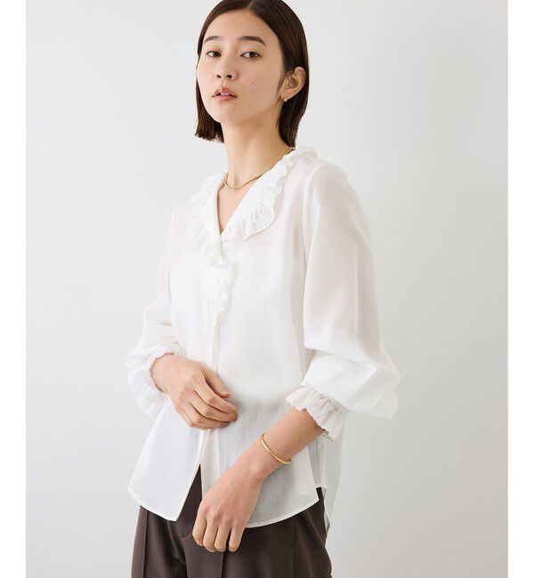 ROPE「【J'aDoRe・店舗限定サイズ】エンブロイダリーフリルブラウス」|シャツ・ブラウス|
