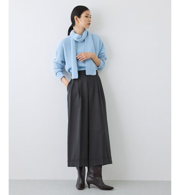 ROPE「【J'aDoRe・店舗限定サイズ】レーヨンウールクロップドワイドパンツ」|チノ|