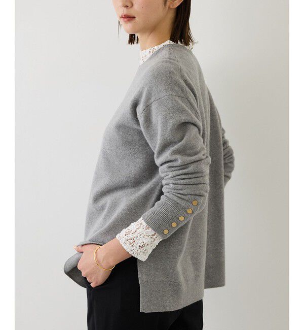 ROPE「【一部WEB限定カラー/J'aDoRe・店舗限定サイズ】カシミヤブレンドサイドスリットニット」|ニット・セーター|グレー(07)