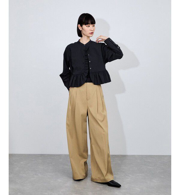 ADAM ET ROPE'「【定番】・【サステナブル】ロングスリーブフリルブラウス」|シャツ・ブラウス|