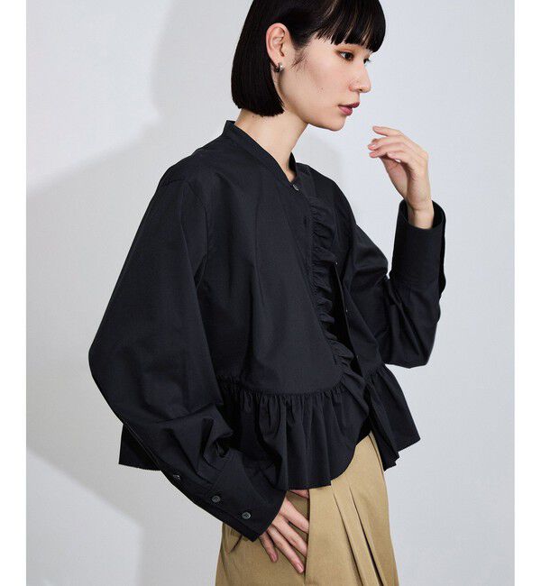 ADAM ET ROPE'「【定番】・【サステナブル】ロングスリーブフリルブラウス」|シャツ・ブラウス|