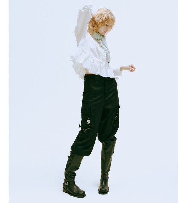 ADAM ET ROPE'「【定番】・【サステナブル】ロングスリーブフリルブラウス」|シャツ・ブラウス|