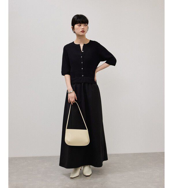 ADAM ET ROPE'「【WEB限定】ニットドッキングフレアワンピース」|ワンピース|